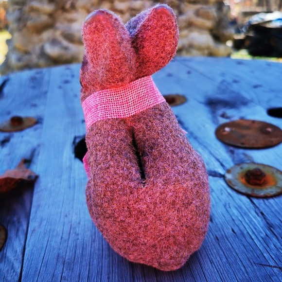 Vintage Flocked Bunny Rabbit Coin Bank - Picture 8 of 13